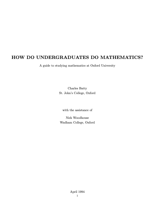 How do undergraduates do mathematics?